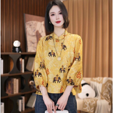 批发新中式国风2026春季新款老钱风气质衬衫休闲风七分袖宽松上衣女装