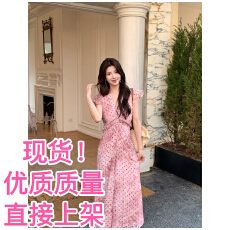 批发坤总KUN纯情<b class='q'>巴洛克</b>法式波点印花<b class='q'>连衣裙</b>女修身收腰夏季长裙子