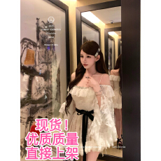 批发Catyears猫年 缪斯贵女~立体提花蕾丝荷叶边沙漏腰连衣裙配花苞裤