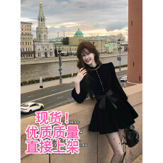 批发吃绿色菜伯拉德千金 新品95折复古黑色丝绒连衣裙外套配<b class='q'>裙裤</b>