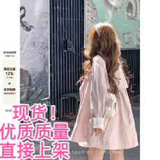 批发CallmeEar//秋日慕斯袖口<b class='q'>蕾丝</b>拼接设计<b class='q'>风衣外套</b>女秋宽松上衣