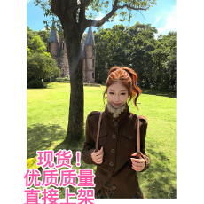 批发Pinksoya 松茶可可 高级感复古金属扣外套女秋季新款呢子外套上衣