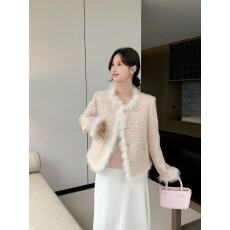 批发欧洲站20秋<b class='q'>冬</b>拼毛边星落亮片羊毛呢加羽绒外套短外套