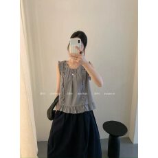 批发2026春夏新款韩版宽松休闲百搭显瘦木耳边无袖背心