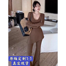 批发ALA<b class='q'>韩国</b>东大门修身打底衫长袖女+屁帘+休闲微辣修身裤时尚套装ins