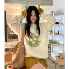 小仙倪子少女感毛衣初冬软糯慵懒感刺绣上装百搭内搭叠穿外套上衣