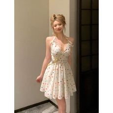 批发有拉链 <b class='q'>短裙</b>复古气质高级感收腰显瘦杏色连衣裙子