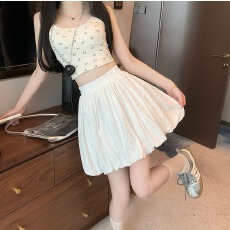 批发白色A字裙半身裙女2026新款春夏花苞裙半裙<b class='q'>短裙</b>高腰蓬蓬裙裙子潮