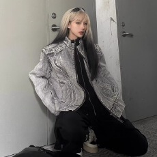 批发美拉德潮人邦重磅解构机车水洗短牛仔外套男女秋小众设计感夹克衫