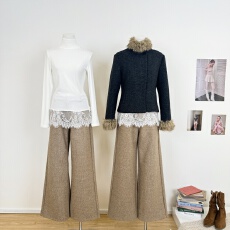 批发小香风可拆卸毛领毛呢外套设计感收腰显瘦短款气质上衣