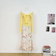 批发<b class='q'>针织</b>蕾丝系带上衣设计感小众女长袖+长裙