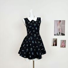 批发「彼得潘花裙」碎花连衣裙背心裙女夏季miu系千金公主裙