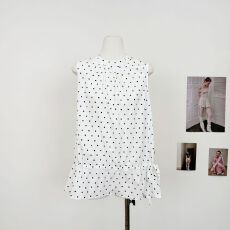 批发波点圆领小花边天丝背心夏季A字版型百搭显瘦无袖上衣女