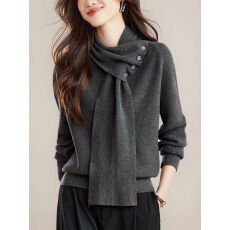 批发设计感围脖毛衣女时尚秋冬2025新款高级感洋气宽松上衣<b class='q'>针织</b><b class='q'>打底衫</b>