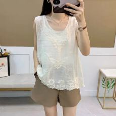 批发文艺复古森系做旧棉麻小吊带背心<b class='q'>宽松</b>气质打底衫水溶马甲罩衫上衣