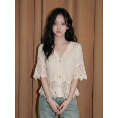 批发波西米亚钩花镂空<b class='q'>蝙蝠</b>袖针织衫女夏季薄款独特漂亮短袖防晒衫上衣