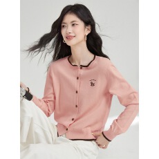 批发刺绣针织<b class='q'>开衫</b>女2026年新款早秋<b class='q'>外</b><b class='q'>搭</b><b class='q'>长袖</b>多巴胺打底上衣时尚薄外套