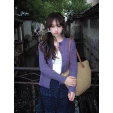 批发麻花针织开衫<b class='q'>外套女</b>秋季韩系高级感早春穿搭毛衣修身<b class='q'>短</b>款外搭上衣
