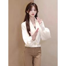 批发韩系温柔高级感大方得体女装早秋季新款翻领毛<b class='q'>衣外套</b>牛仔裤子套装