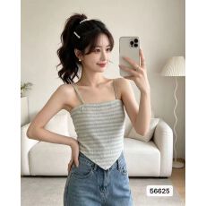 批发甜辣风美背撞色不规则下摆套头吊带