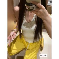 批发纯欲辣妹挂脖<b class='q'>贝壳</b>扣坑条显瘦无袖套头背心