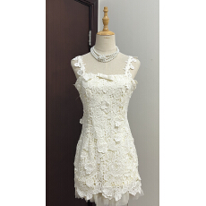 批发迟伞伞25/fw天鹅绒冬雾 冬日内搭王者 蕾丝吊带蝴蝶结拼纱<b class='q'>连衣裙</b>