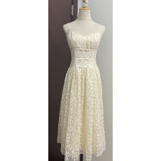 批发Hotdog 热狗很辣 【落羽月光 】外穿<b class='q'>露背</b>吊带<b class='q'>连衣裙</b>女蕾丝长裙子