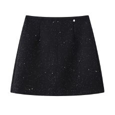 批发亮闪闪半身裙女冬季新款大尺码梨形身材小个子加厚毛呢包臀短裙