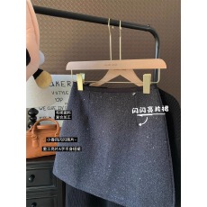批发胖M复古重工亮片半身裙女秋冬小香风毛呢a字裙大码包臀高级感短裙
