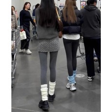 批发秋冬加厚灰色波点毛呢半身裙防走光高腰a字包臀裙大码显瘦短裙女