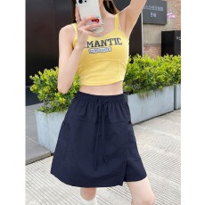 批发藏青色速干工装裙裤女新款夏季薄<b class='q'>高腰</b>宽松休闲五分<b class='q'>短裤</b>