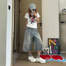 批发夏季美式休闲痞帅水洗复古牛仔<b class='q'>短裤</b><b class='q'>男</b>直筒宽松百搭大码五分裤子潮