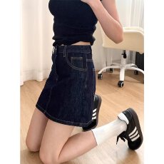 批发大码高腰A字牛仔短裙夏季胖妹妹显瘦裙遮肚子遮胯防走光半身裙女