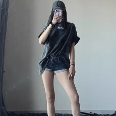 批发大码胖mm美式性感低腰辣妹卷边牛仔短<b class='q'>裤</b>女夏季纯欲修身<b class='q'>提</b><b class='q'>臀</b>热<b class='q'>裤</b>潮