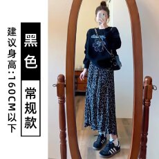 批发读衣术高腰显瘦波点复古半身裙 a字梨型身材伞裙 秋冬季大摆长裙