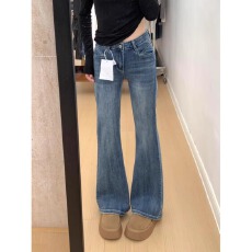 批发美式复古微喇叭牛仔<b class='q'>裤</b>女新款辣妹高腰显瘦阔腿弹力拖地马蹄<b class='q'>裤</b>