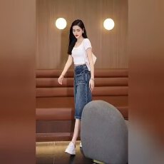 高腰牛仔短裤女新款夏季薄款外穿宽松阔腿七分裤复古直筒中裤