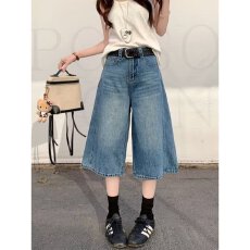 批发夏季美式休闲痞帅水洗复古牛仔<b class='q'>短裤</b><b class='q'>男</b>直筒宽松百搭七分裤子潮牌