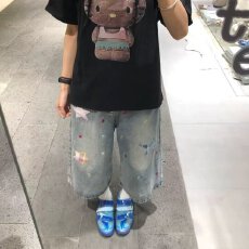 批发<b class='q'>牛仔</b><b class='q'>短裤</b>女夏季时尚新款<b class='q'>高腰</b>显瘦宽松直筒七分裤子