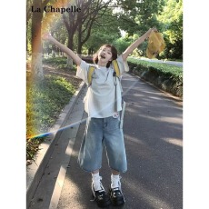 批发夏季美式休闲痞帅重磅复古破洞牛仔<b class='q'>短裤</b><b class='q'>男</b>直筒宽松高街五分裤潮牌