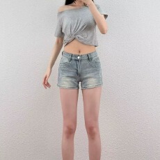 批发美式复古做旧牛仔短<b class='q'>裤</b>女夏爆款性感辣妹显瘦修身<b class='q'>弹力</b>包臀热<b class='q'>裤</b>