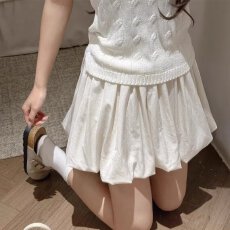 批发美式蓬蓬花苞短裙女夏季高腰显瘦防走光a字甜美百褶半身裙子