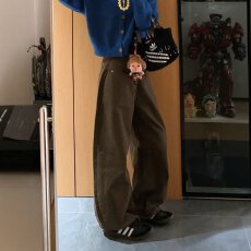 批发男士休闲裤男春秋款宽松直筒裤子痞帅长裤新款男裤