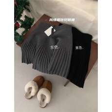 批发灰色高级感松紧腰百搭a字百褶裙女<b class='q'>春秋</b>季高腰显瘦针织a字半身<b class='q'>短裙</b>
