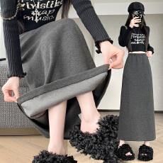 批发实拍~带口袋醋酸羊毛半身裙2025高腰显瘦百搭A字裙直筒毛呢长裙子