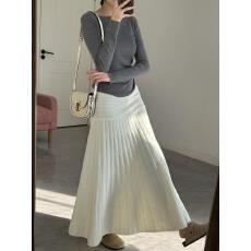 批发2025气质高级感针织鱼尾裙秋冬加厚垂坠感半身中长裙a字百褶裙女