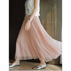 批发2026早春新款轻熟法式风压褶花苞<b class='q'>半身裙</b>高腰显瘦A字<b class='q'>长裙</b>粉色纱裙
