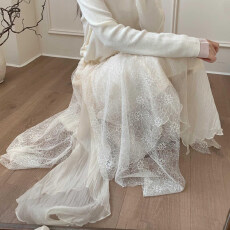 批发2026春季新款松紧高腰显瘦蕾丝钩花不规则<b class='q'>半身裙</b>女a字裙