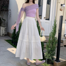 批发设计感压褶a字木耳边半身裙女春夏2026新款休闲好看大摆蛋糕裙子