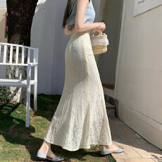 批发白色气质蕾丝鱼尾半身裙女2026夏季新款垂感高级感<b class='q'>长裙</b>a字<b class='q'>包臀</b>裙